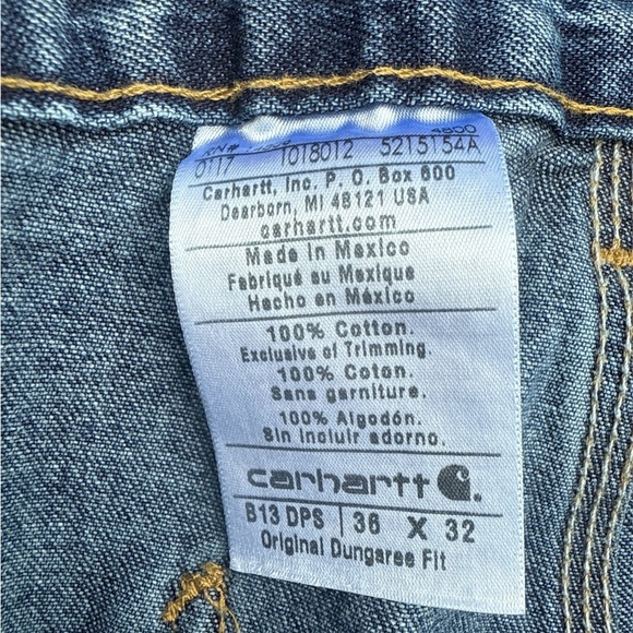 Carhartt Men's Original Dungaree Fit Blue Jeans Size 36x32 - Picture 4 of 4